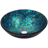 Mosaic Series 17 in. Bathroom Vessel Sink with Scratch-Tough and Stain-Resistant Non-Porous Surface in Blue Glass