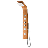 CRANE Series 60 in. 3-Jetted Full Body Shower Panel System with Heavy Rain Shower and Spray Wand in Natural Bamboo