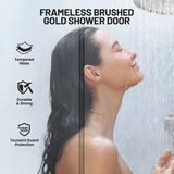 Mountain 48 in. W x 76 in. H Reversible Frameless Sliding Glass Shower Door with Soft-Close System - Multiple Finishes
