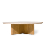Victoria Teak Round Stone Coffee Table