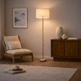 Viora Marble Base Floor Lamp - Dark Brown and White