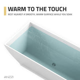 Crema Series 71 in. x 32 in. Flat Bottom Solid Surface Freestanding Soaking Bathtub with Center Drain in Matte White