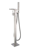 ANZZI Union Floor Mount Tub Filler (41" H), 2-Handle Control, 60" Hand Sprayer, Solid Brass, cUPC Certified, Various Finishes