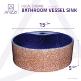 Regal Crown Series Ceramic Vessel Sink in Royal Blue Finish