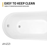 Prima Series 67 in. x 31 in. Flat Bottom Acrylic Freestanding Soaking Bathtub with Center Drain in Glossy White
