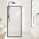 Welle 34 in. x 74 in. Framed Fixed Shower Screen Door with 5/16" (8mm) Tempered Fluted or Clear Glass