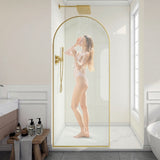 Ember Series 34 in. x 78 in Framed Arch Fixed Shower Screen Door with 8mm Tempered Clear or Fluted Glass
