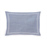 200TC Yarn Dyed Chambray Indigo Blue Triple Embroidery Pillow Sham