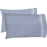 200TC Yarn Dyed Chambray Indigo Blue Triple Embroidery Pillowcases (Set Of 2)