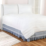 200TC Yarn Dyed Chambray Indigo Blue Triple Embroidery Ruffle Bed Skirt