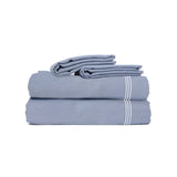 200TC Yarn Dyed Chambray Indigo Blue Triple Embroidery Sheet Set