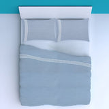 200TC Yarn Dyed Chambray Indigo Blue Triple Embroidery Pillowcases (Set Of 2)
