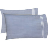 200TC Yarn Dyed Chambray Indigo Blue Triple Embroidery Sheet Set