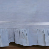 200TC Yarn Dyed Chambray Indigo Blue Triple Embroidery Ruffle Bed Skirt