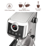 Wirsh 20 Bar Espresso Machine with Plastic Free Portafilter and Steamer, Pressure Gauge, Touch Screen, Full Stainless Steel (Home Barista Plus)