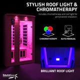 2-Person Indoor Cabin Sauna in Hemlock with Infrared Heating Panels, Tempered Glass Door, and Chromotherapy Lighting