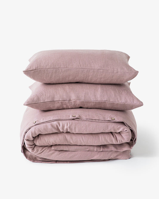 Woodrose linen duvet cover set (3 pcs)