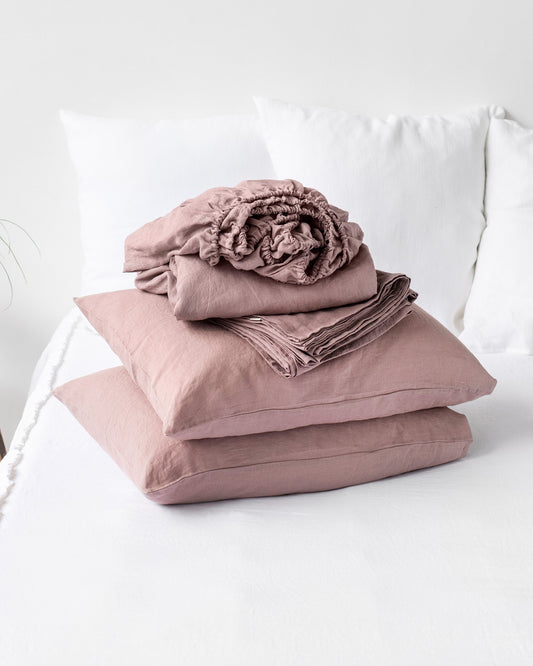 Woodrose linen sheet set (4 pcs)