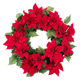 24 Inch Christmas Poinsettia Pre-Lit Wreath