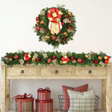 24 Inch Madison Pre-lit Wreath with Warm White LED Lights and Shatterproof Ornaments