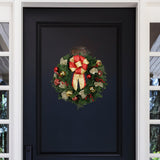 24 Inch Madison Pre-lit Wreath with Warm White LED Lights and Shatterproof Ornaments