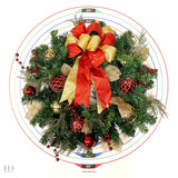 24 Inch Madison Pre-lit Wreath with Warm White LED Lights and Shatterproof Ornaments