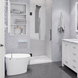Fellow Series 24 in. x 70 in. Frameless Hinged Shower Door with Clear/Frosted Tempered Glass and Tsunami Guard