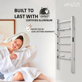 Naple Series 6-Bar Aluminum Wall Mounted/Free Standing Electric Towel Warmer Rack with Leg Attachment in Matte Finish