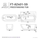 ANZZI Ami Series 30" W Freestanding Soaker Tub with Elegant Curve, Ergonomic Design, Center Drain, Slip-Resistant Texture, and Lifetime Warranty, Glossy White