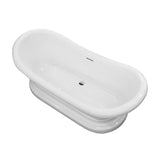 Ruby Series 71 in. x 33 in. Flat Bottom Acrylic Freestanding Soaking Bathtub with Center Drain in Glossy White
