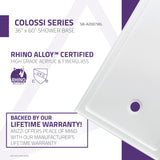 ANZZI Colossi 60" x 36" Single Threshold Shower Pan, Durable Marine Grade Acrylic, cUPC Certified, Alcove Installation, White Finish