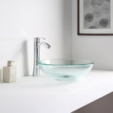 Etude Series 17 in. Bathroom Vessel Sink with Scratch-Tough and Stain-Resistant Non-Porous Surface in Clear Glass