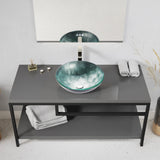 Belissima Round Glass Vessel Bathroom Sink with Stellar Grey Finish