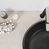 Allegro Series 17 in. L x 17 in. W Round Bathroom Vessel Sink in Matte Black Finish Glass with Chrome Pop-Up Drain