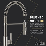 ANZZI Ola Touchless Faucet, 1-Handle, Dual Spray Pull-Down Sprayer, Motion Sensor Activation, Deck Plate Included, Rhino Alloy, Multiple Finishes