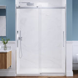 Stellar Series 51 to 54 in. x 76 in. Sliding Frameless Shower Door with Tsunami Guard Tempered Clear Glass