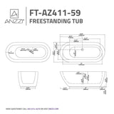 Britt Series 59 in. x 30 in. Flat Bottom Acrylic Freestanding Soaking Bathtub with Center Drain in Glossy White