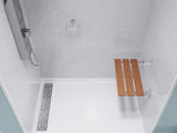 ANZZI Bohemian Folding Teak Shower Seat (18.7" x 12.6"), 280 lbs Weight Capacity, Natural Teak Wood, ADA Compliant, Space-Saving Wall Mount