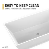 Crema Series 71 in. x 32 in. Flat Bottom Solid Surface Freestanding Soaking Bathtub with Center Drain in Matte White