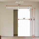 Benagil Series 36 in. x 84 in. Pure White Finish MDF Interior Sliding Barn Door with Hardware Kit in Matte Black