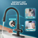 ANZZI Sunset 4-in-1 Faucet: Cold, Filtered, Instant Hot & Boiling Water Dispenser, Pull-Out Sprayer, Digital Tank Control, ETL Certified