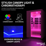 2-Person Infrared Cabin Sauna with Canadian Hemlock Wood, Low EMF Heating Panels, Chromotherapy and Glass Door