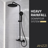 Heavy Rainfall Stainless Steel Shower Bar with Hand Sprayer in Matte Black