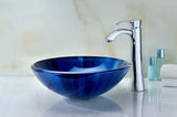 Meno Series 17 in. Bathroom Vessel Sink with Scratch-Tough and Stain-Resistant Non-Porous Surface in Lustrous Blue Glass