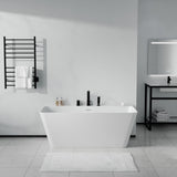 Vault Series 67 in. x 32 in. Flat Bottom Acrylic Freestanding Soaking Bathtub with Center Drain and Faucet