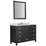 Chateau 48 in. W x 22 in. D Bath Vanity Set in Black with Vanity Top in Carrara Marble with White Sink and Mirror