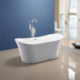 Eft Series 67 in. x 31 in. Flat Bottom Acrylic Freestanding 56 Gallon Soaking Bathtub with Center Drain in Glossy White