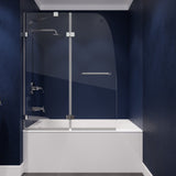 Herald Series 48 in. x 58 in. Frameless Hinged Tub Door with Clear Tempered Glass and Tsunami Guard
