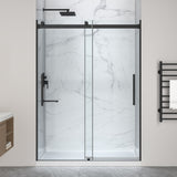 Stellar Series 76 in. x 45-48 in. Sliding Frameless Shower Door with Alcove Shower Base - Multiple Finishes