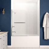 Myth 28 in. x 56 in. Frameless Tub Door with TSUNAMI GUARD